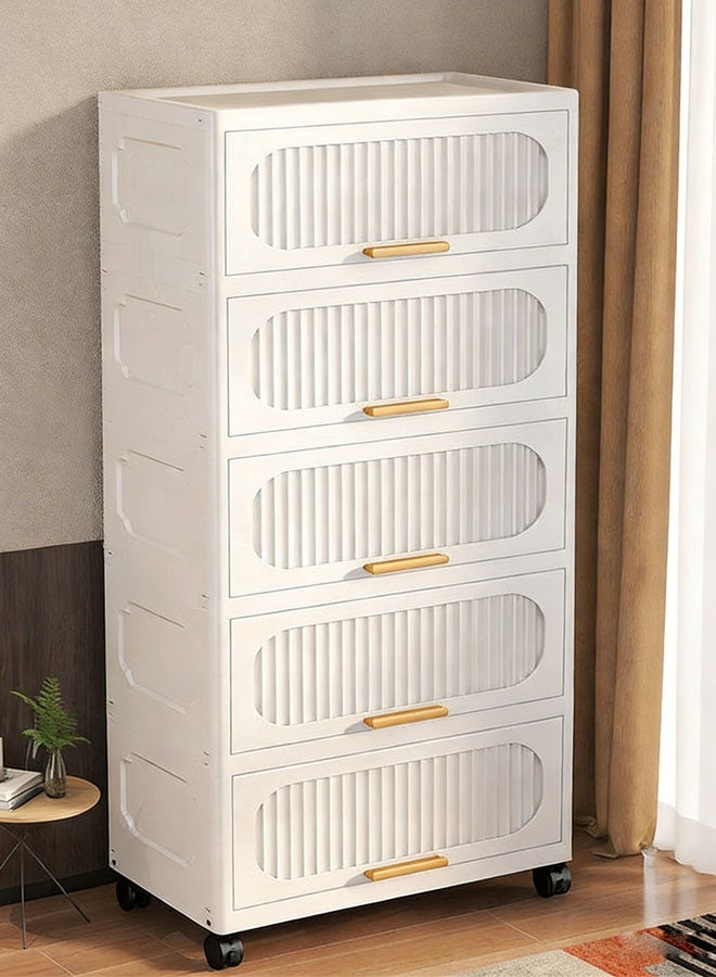 Storage Cabinet,Storage Box,Plastic Storage Bins with Lids & Wheels –Collapsible,Multi-Purpose Containers,resser with 5-layer,Organizer Unit, for Bedroom, Hallway, Entryway, Closets - Image 1